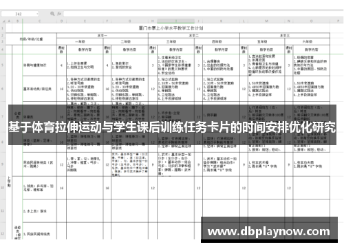 基于体育拉伸运动与学生课后训练任务卡片的时间安排优化研究